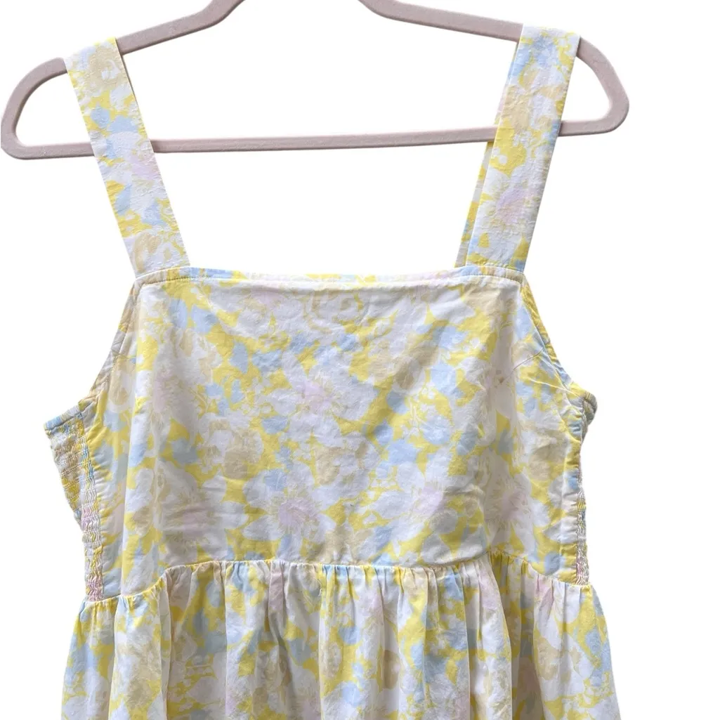 Hatch‎ Nines Yellow Floral Cotton Smocked Sleeveless Maternity Midi Dress Large Size undefined - Image 5