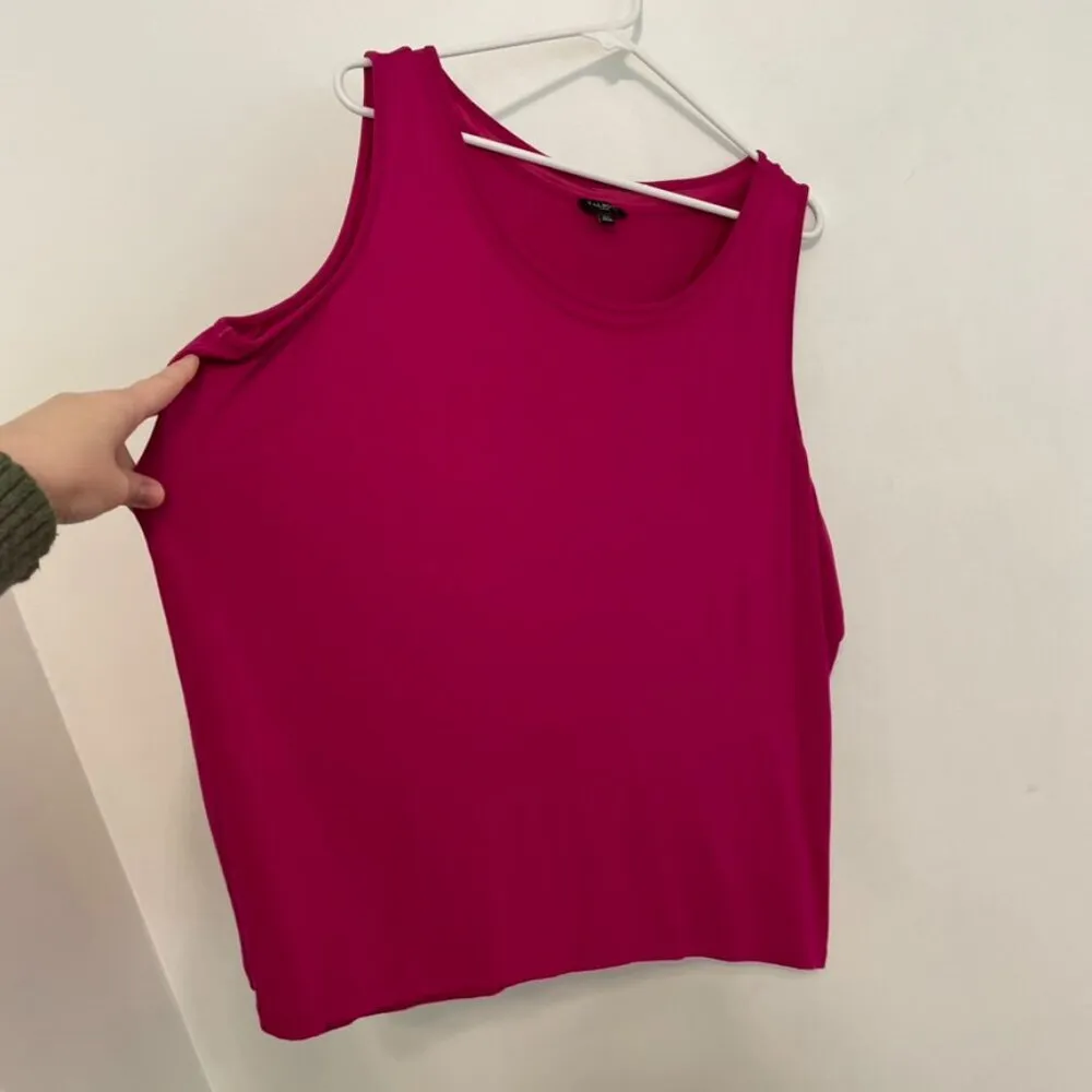 TALBOTS Woman Plus Size Solid Magenta Raspberry Pink Sleeveless Work Tank Blouse - Image 7