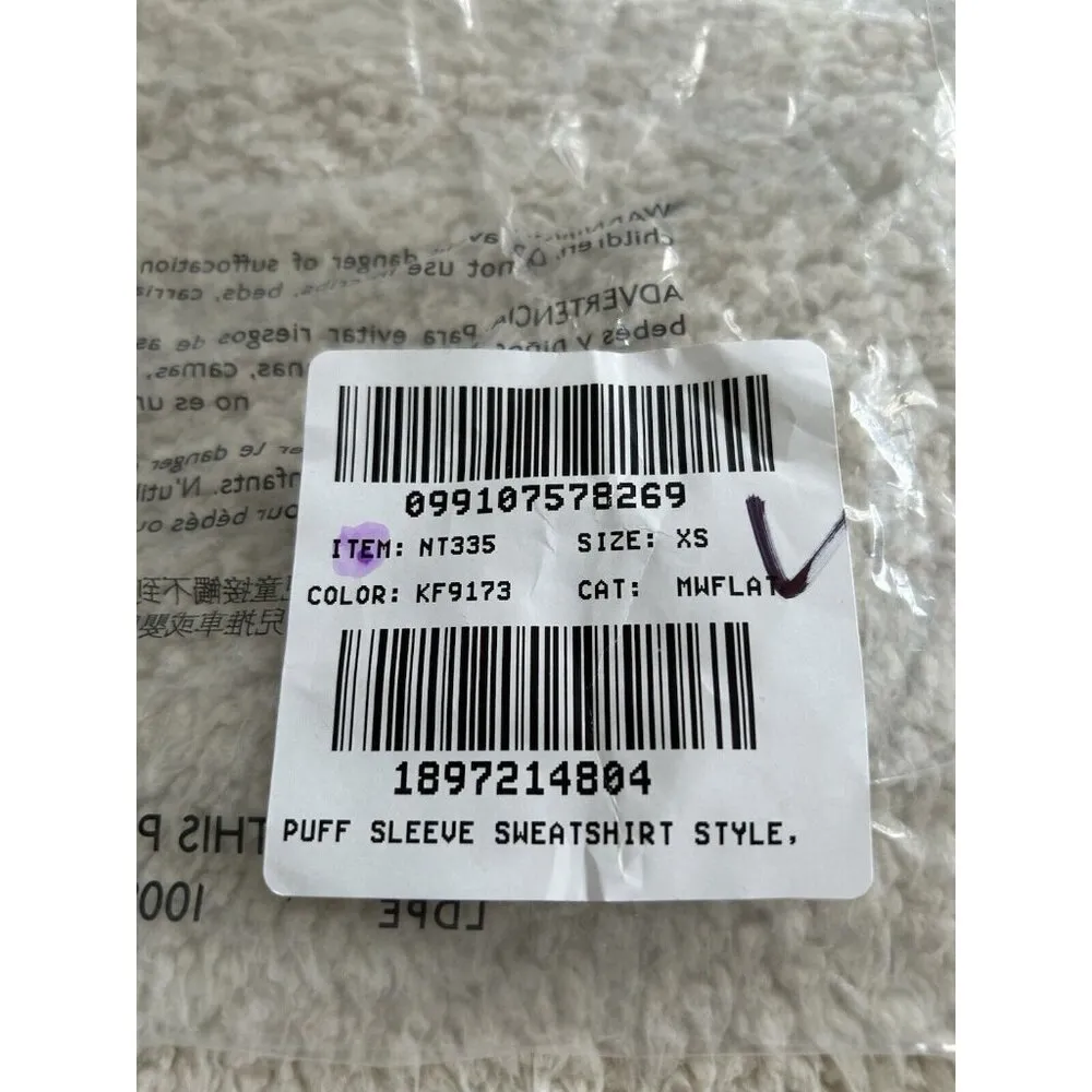 Madewell Womens Short Puff Sleeve Crew Neck Boxy Sweatshirt Tee Navy Blue XS - Image 12