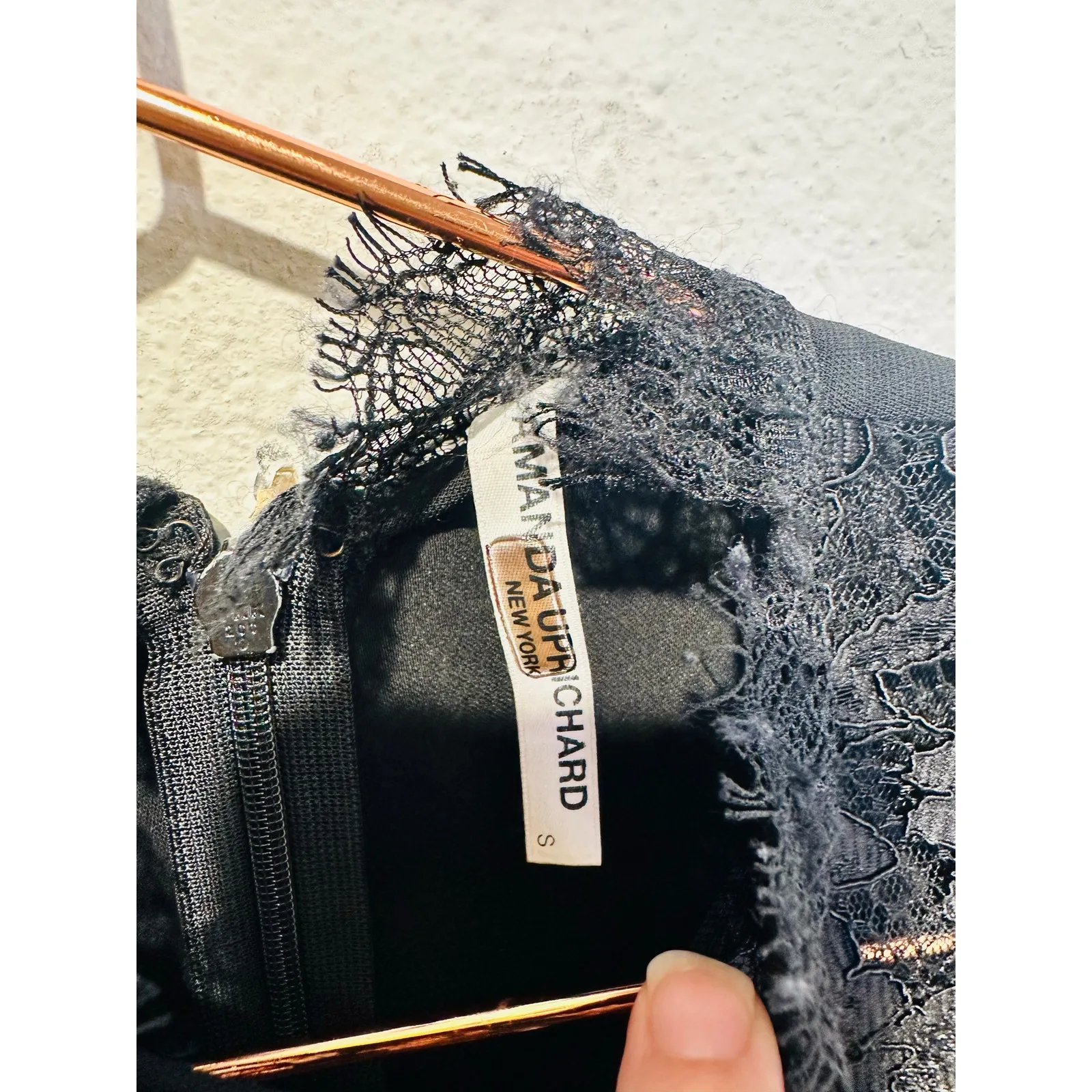 AMANDA UPRICHARD Black Lace Detailing High Neckline Chateau Top size Small - Image 8