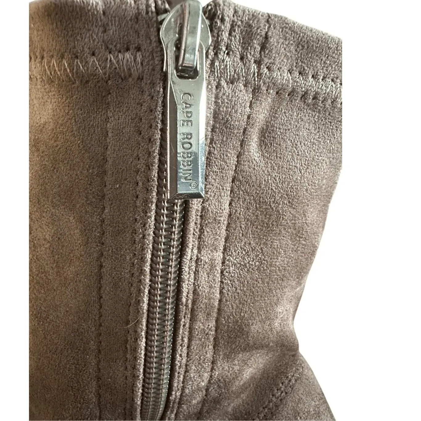 Cape Robbin Womens Taupe Ankle Boots Chunky Block Heel Pointed Toe Suede - Image 9