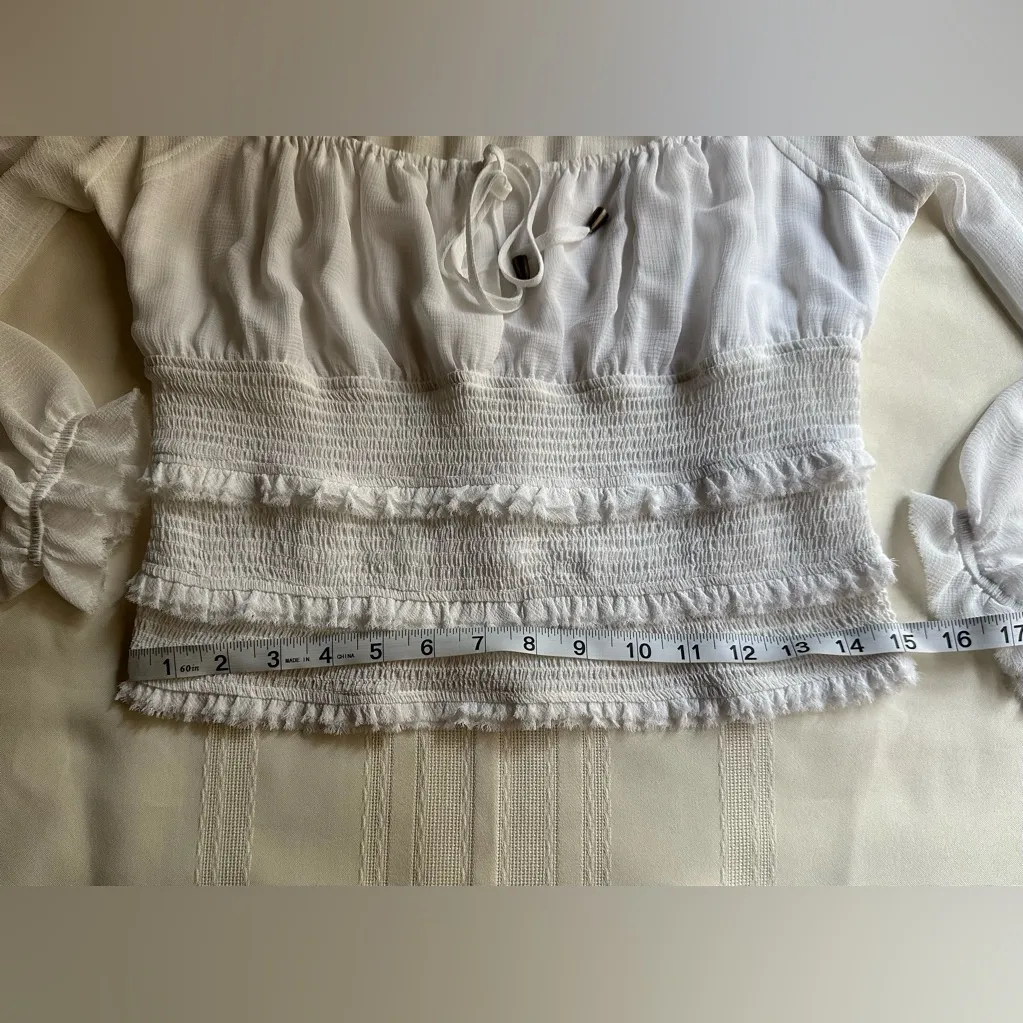 Free People White Long Sleeve Blouse - Image 11