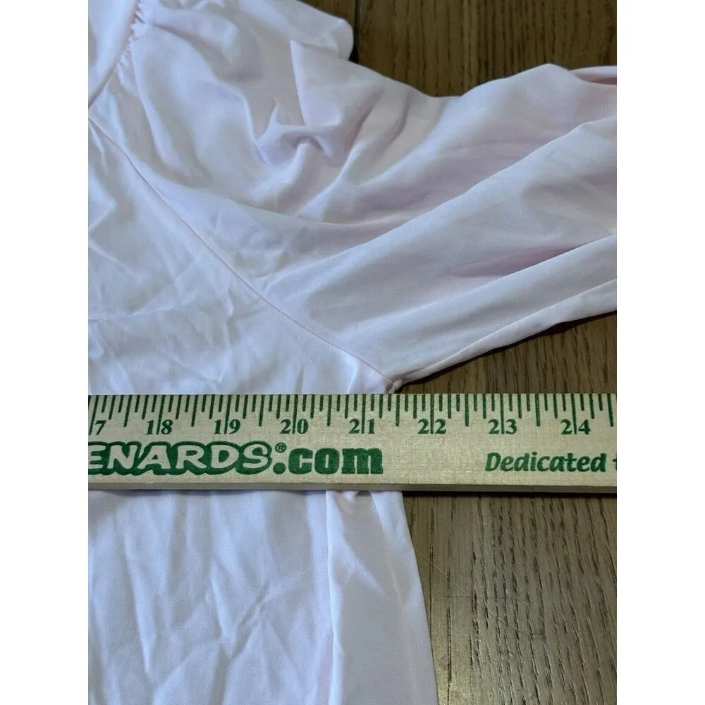 Shadowline Embroidered Rose Night Gown Medium Pink Midi Buttons Soft Cottagecore - Image 10