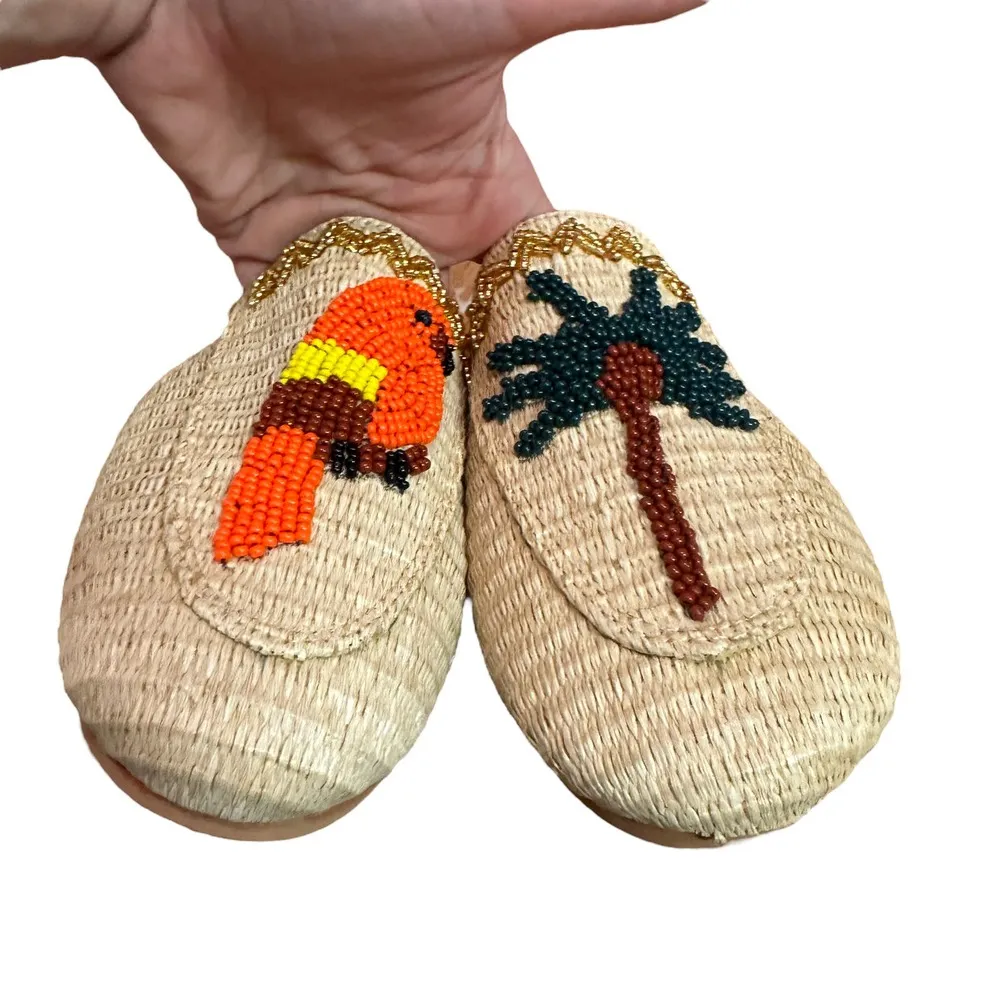 NEW Farm Rio Macaw Beaded Raffia Mule - Image 2
