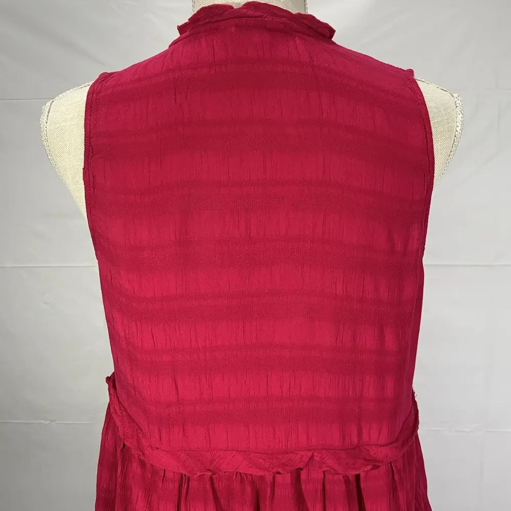 Romantic Ruffle Cherry Jubilee Sleeveless Blouse Top Size M - Image 8