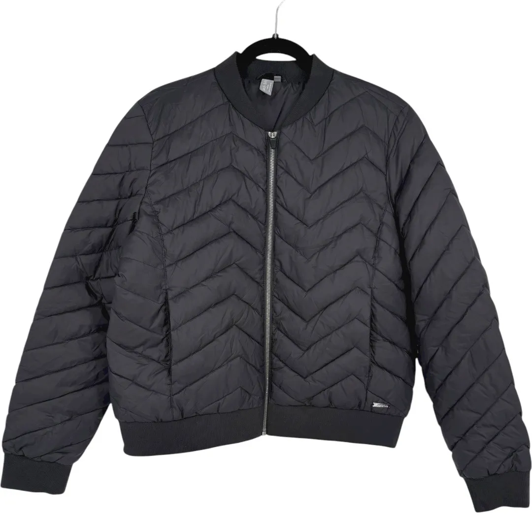 Sweaty Betty Women's Glacier Quilted Bomber Jacket Puffer Coat Black Size Large - Image 3