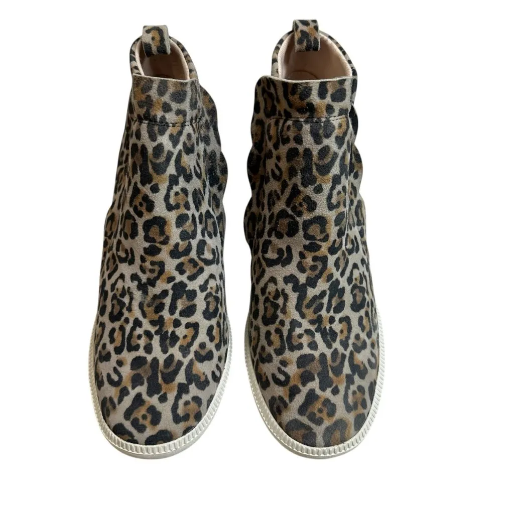 Kate Spade Wilkes Brown Leopard Print Suede Scalloped Wedge Sneaker Size 7.5 - Image 2