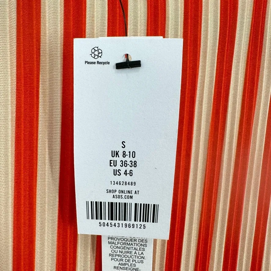 Topshop Boatneck Striped Sleeveless Top Orange and Beige Women's Size S NWT - Image 5