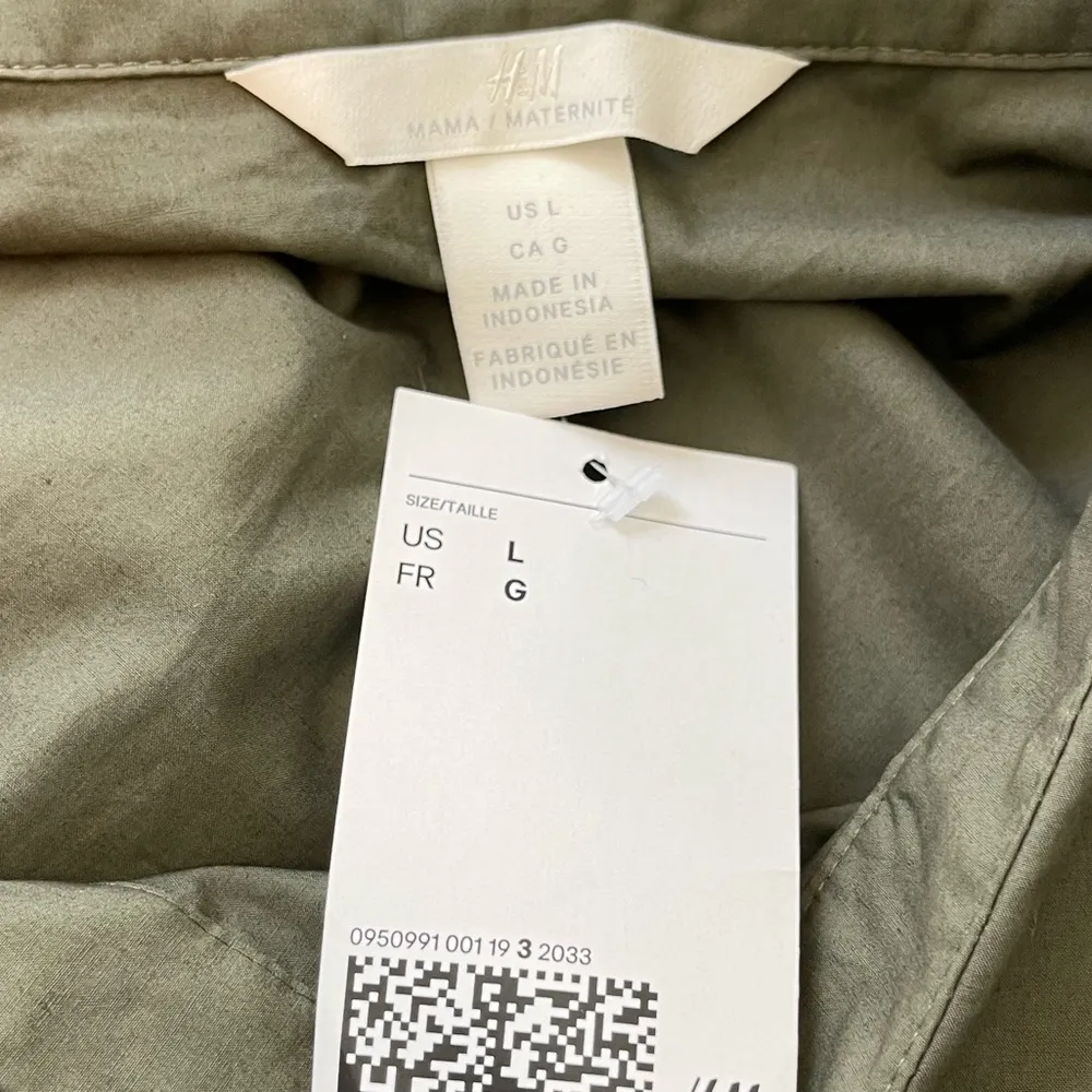 H&M Mama Maternity Long Sleeve Cinch Waist Button Front Shirt Dress Size Large - Image 3