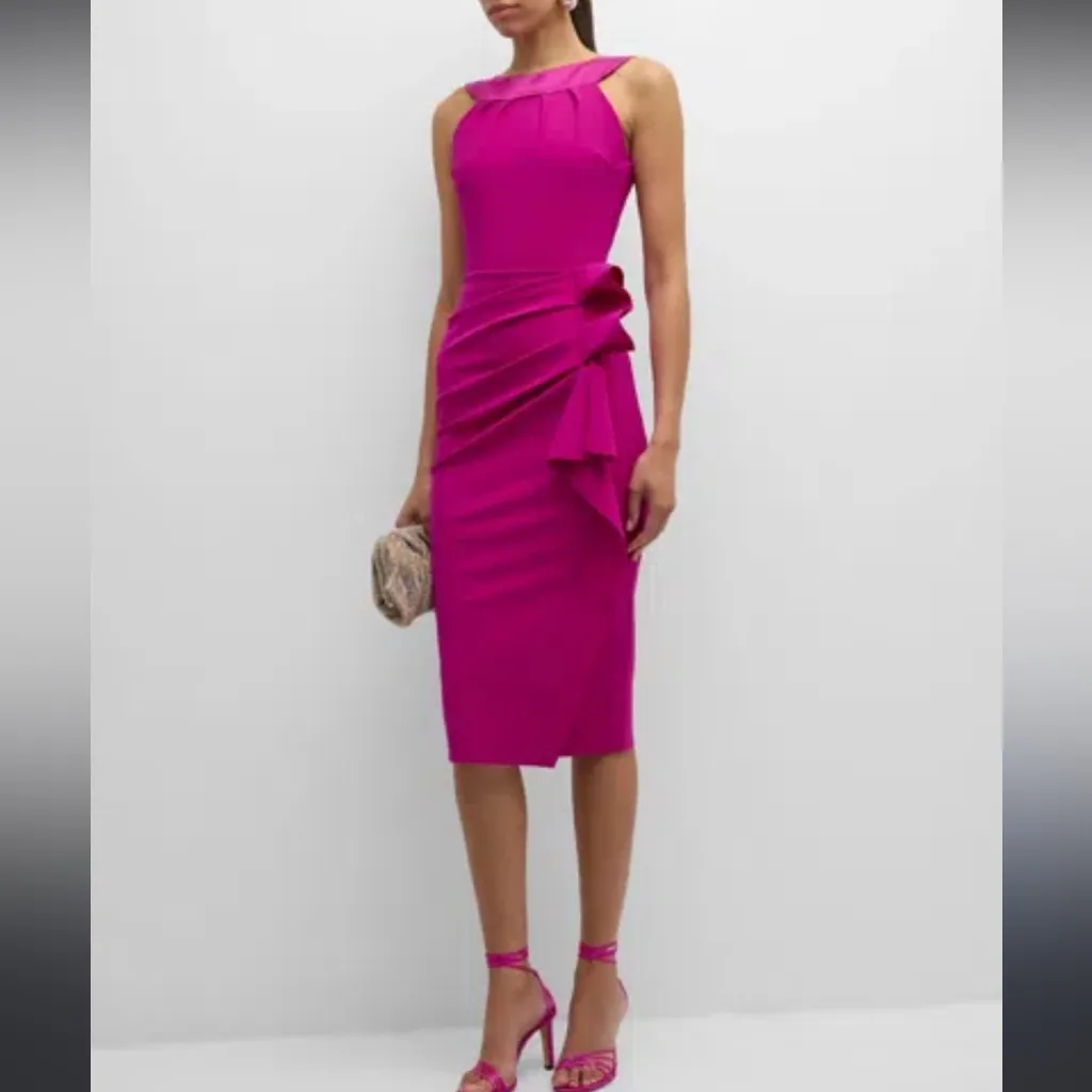 Chiara Boni La Petite Robe Sleeveless‎ Ruffle Sheath Dress Size 38 - Image 3