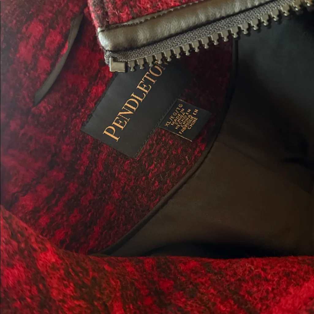 NWT Pendleton Red Plaid Wool Blend Zip Up Walker Jacket XL Stand Collar Wool - Image 10