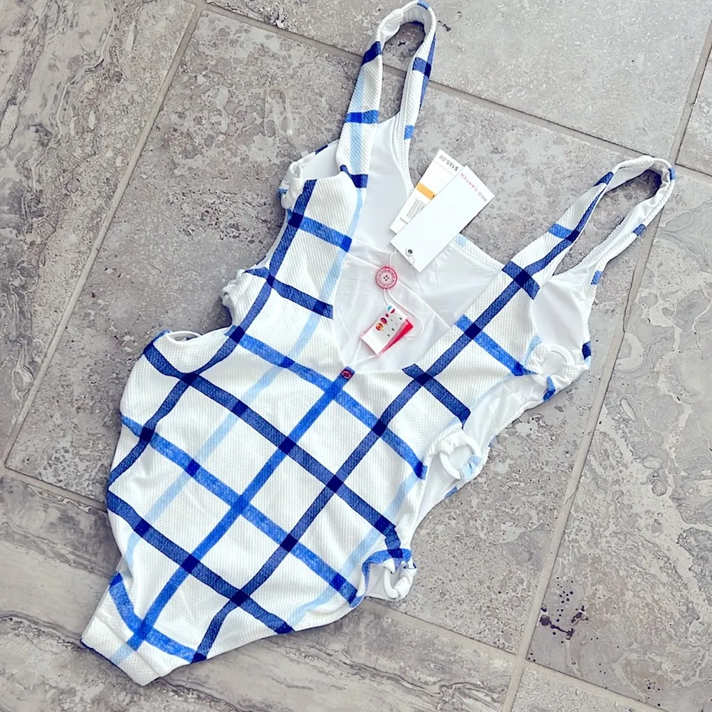 Red Carter Key Biscane Charlie One Piece, Windowpane Plaid, Size S NWT SOLD OUT - Image 7