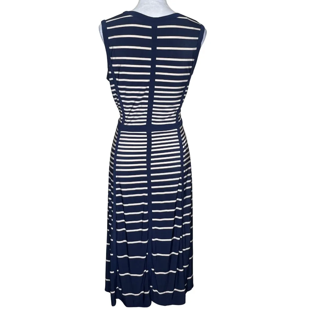 Just...Taylor Women's Blue Cream Stripe Sleeveless Popover Career Dress Size 10 - Image 3