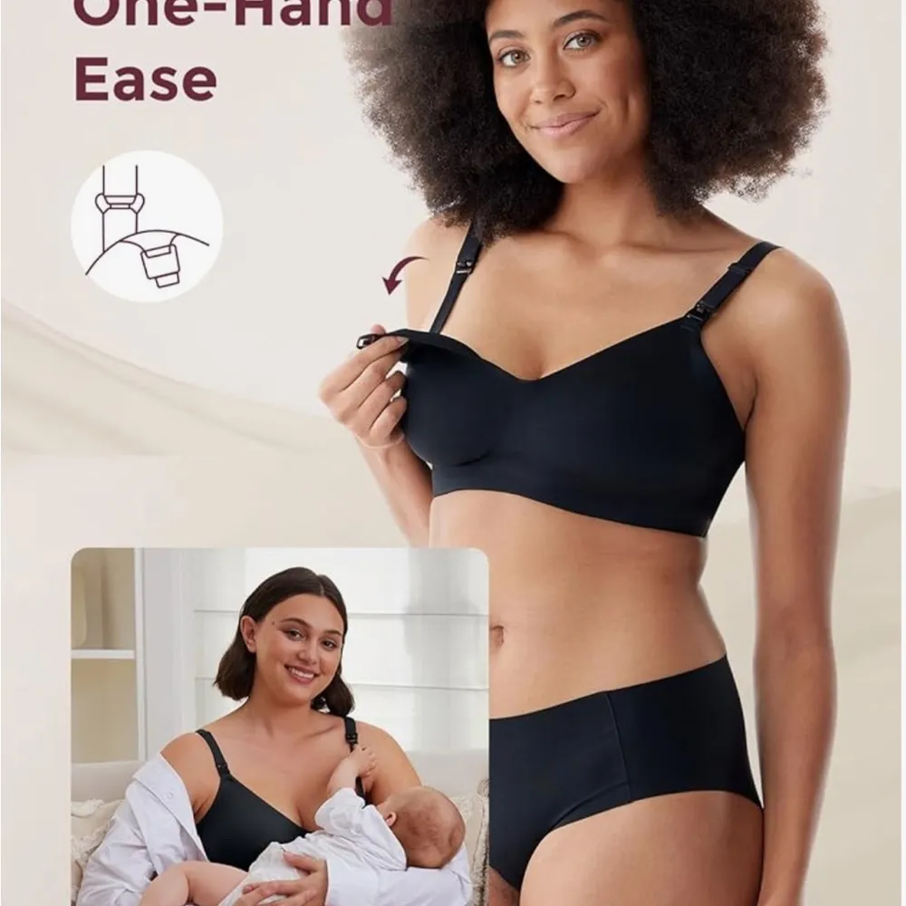 Momcozy Seamless Black Nursing Bra 2XL Size undefined - Image 3