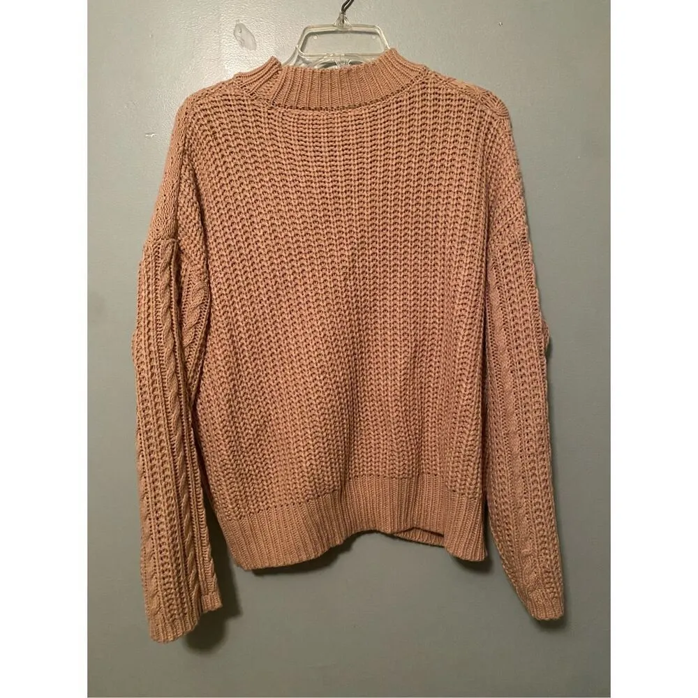 Time And Tru Mock Neck Knit Sweater Size XL Tan - Image 8