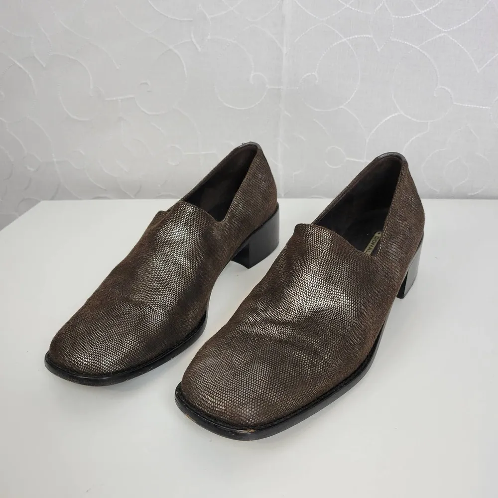 Donald J Pliner Womens Shoes Size 9 Silver Brown Embossed Slip - Image 41