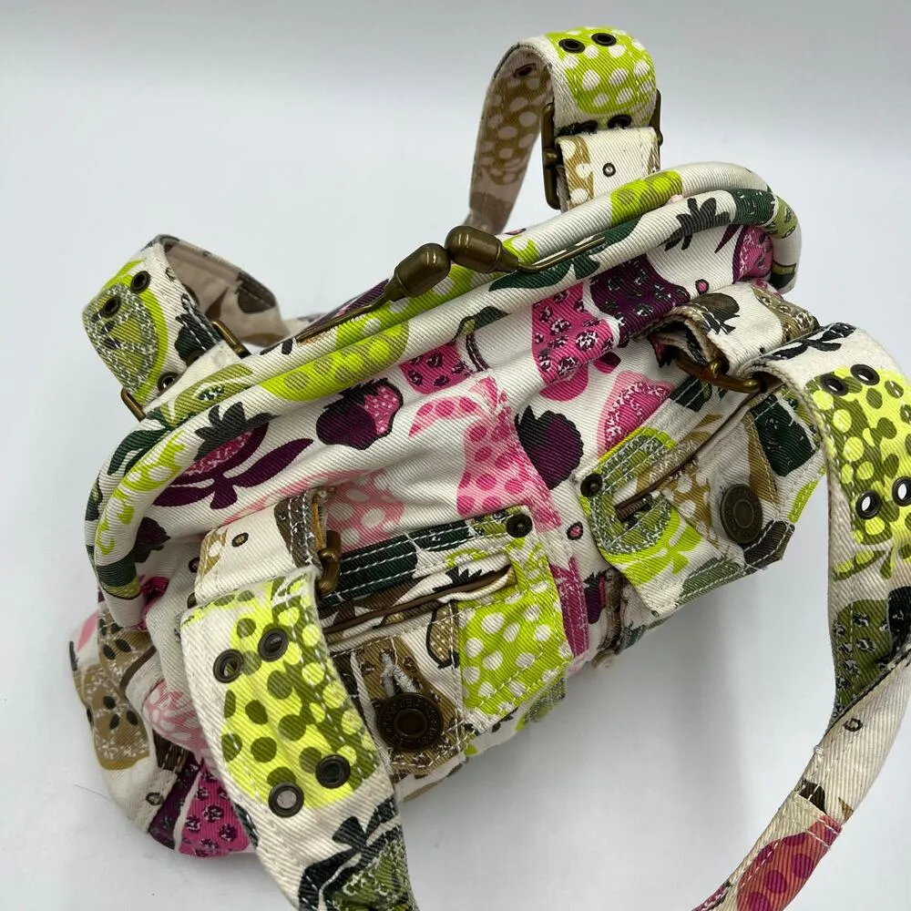 GAP Fruit Print Canvas Frame Handbag Multicolor Denim Satchel Bag Vegan - Image 10