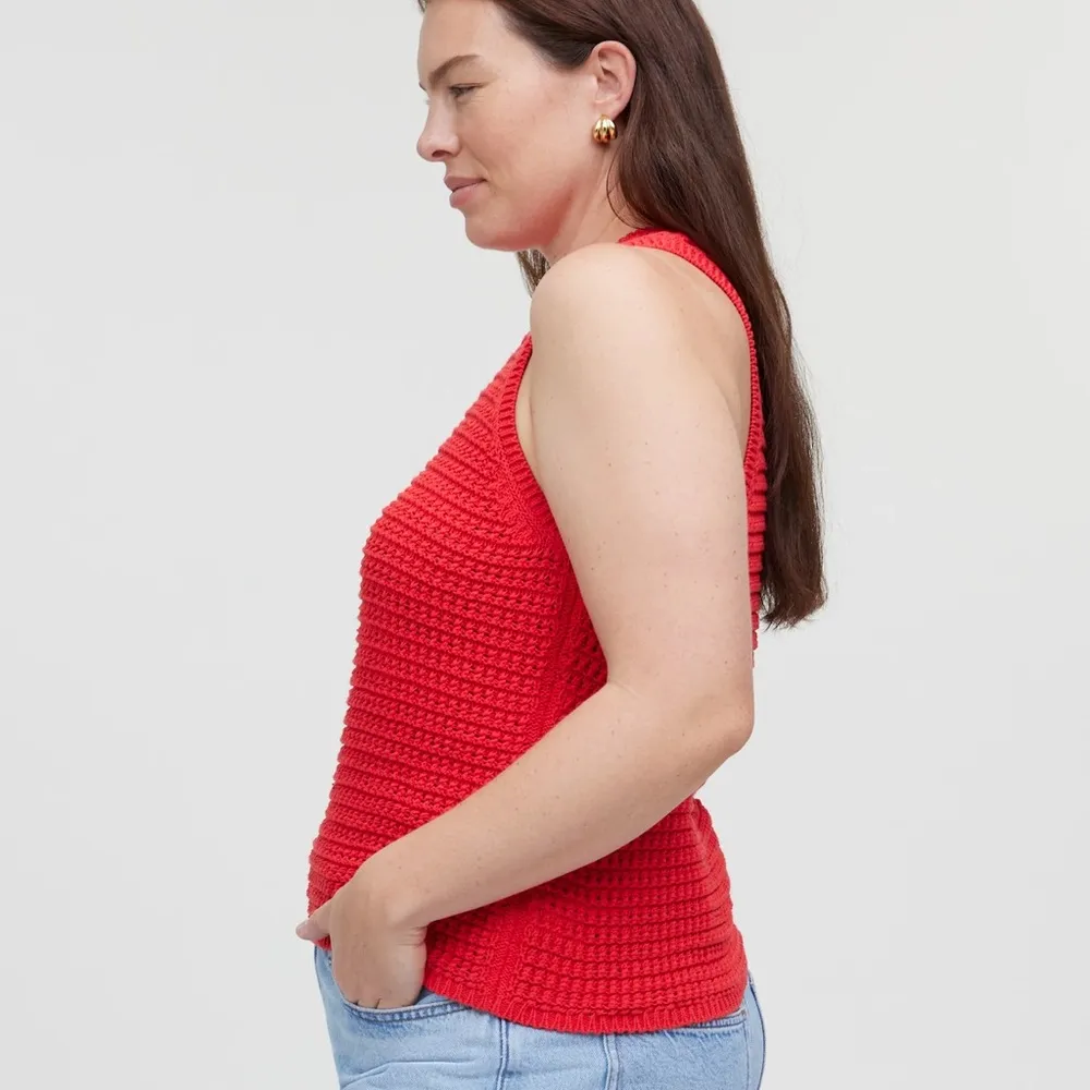 Crochet-Knit Crewneck Sweater Tank Size Small - Image 2