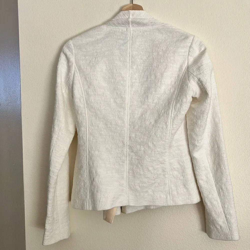 VINCE Cream TEXTURED ZIPPER FRISE asymmetrical JACKET $425  sz XXS - Image 11
