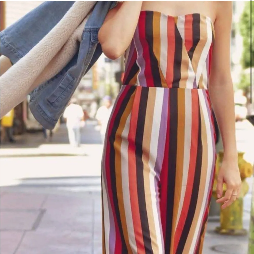 Le Lis Strapless Multicolor Stripe Wide Leg Jumpsuit – Size Small - Image 8