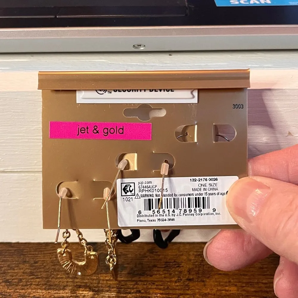 Mixit  Mix Dangle Earrings Black & Gold - Image 3