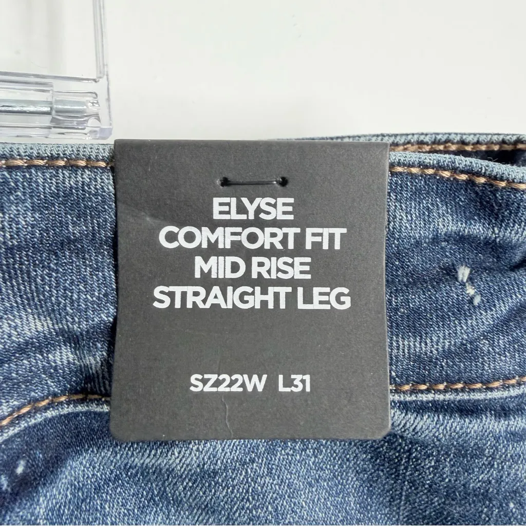 NWT Silver Jeans Elyse Comfort Fit Mid Rise Straight Leg Indigo 22W x 31” Casual - Image 5