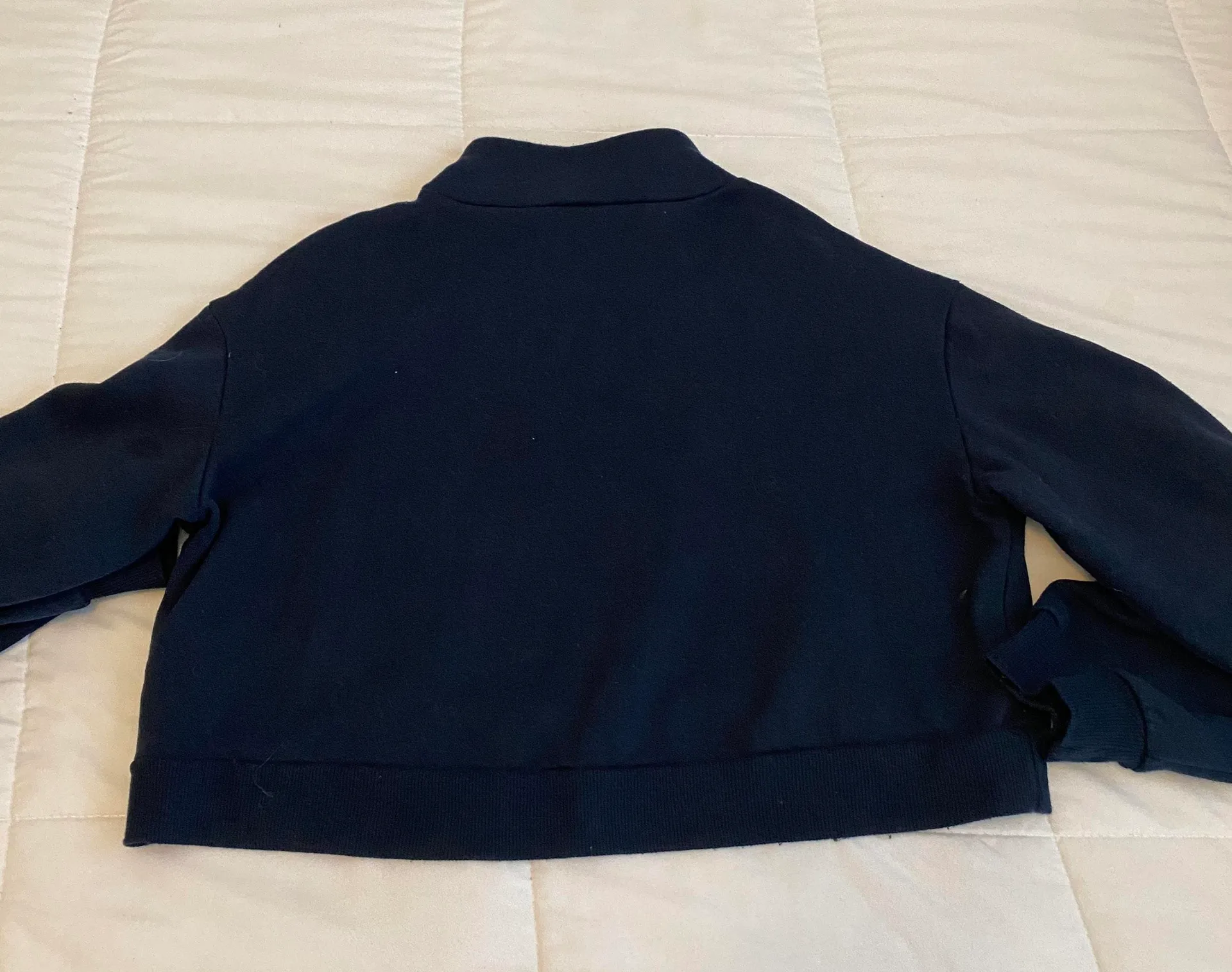 H&M Navy Cropped Half Zip - Image 3