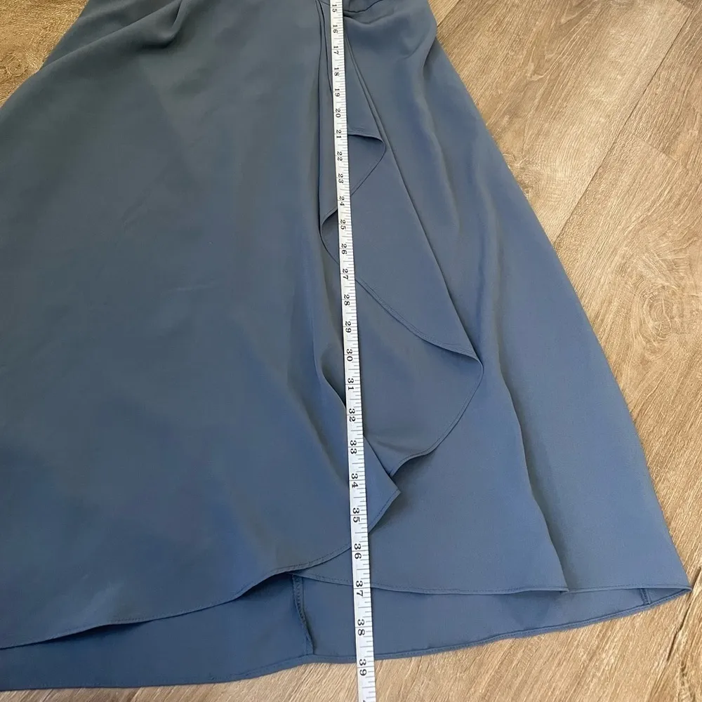 Motherhood Maternity Blue Sleeveless Faux Wrap Dress ~ Ruffle Detail ~ Size S - Image 10