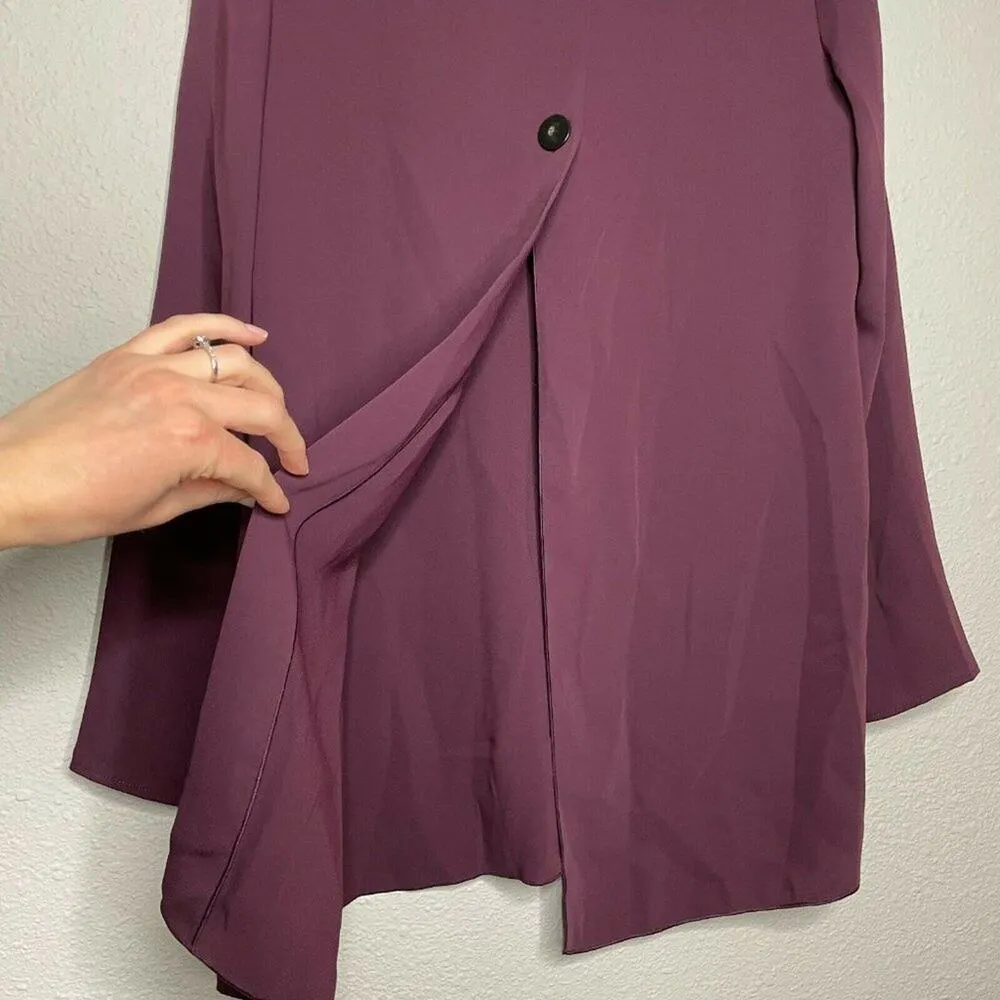 Babaton Womens Purple Round Neck Long Sleeve Split Back Tunic Blouse Size Small - Image 3