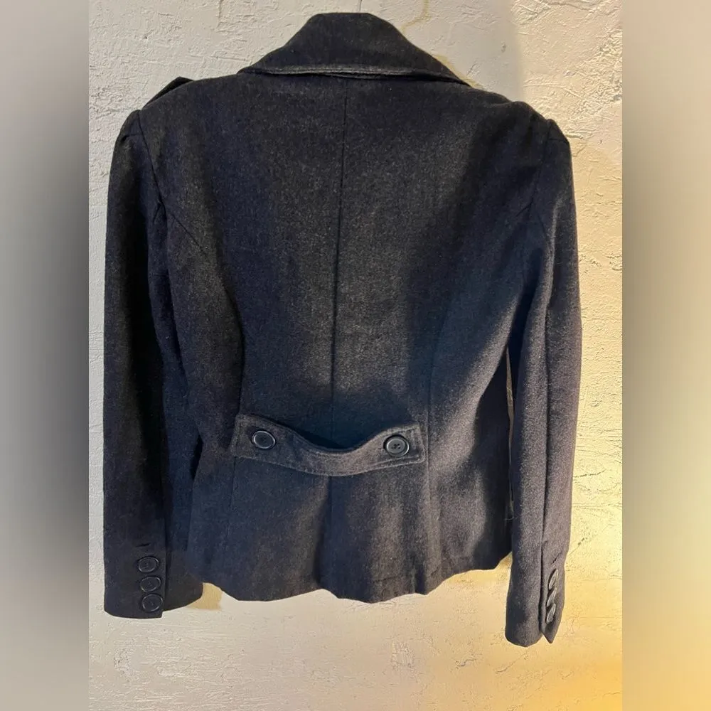 RAVE military style jacket size small, great detail,buttons,pockets, deep gray Black - Image 6