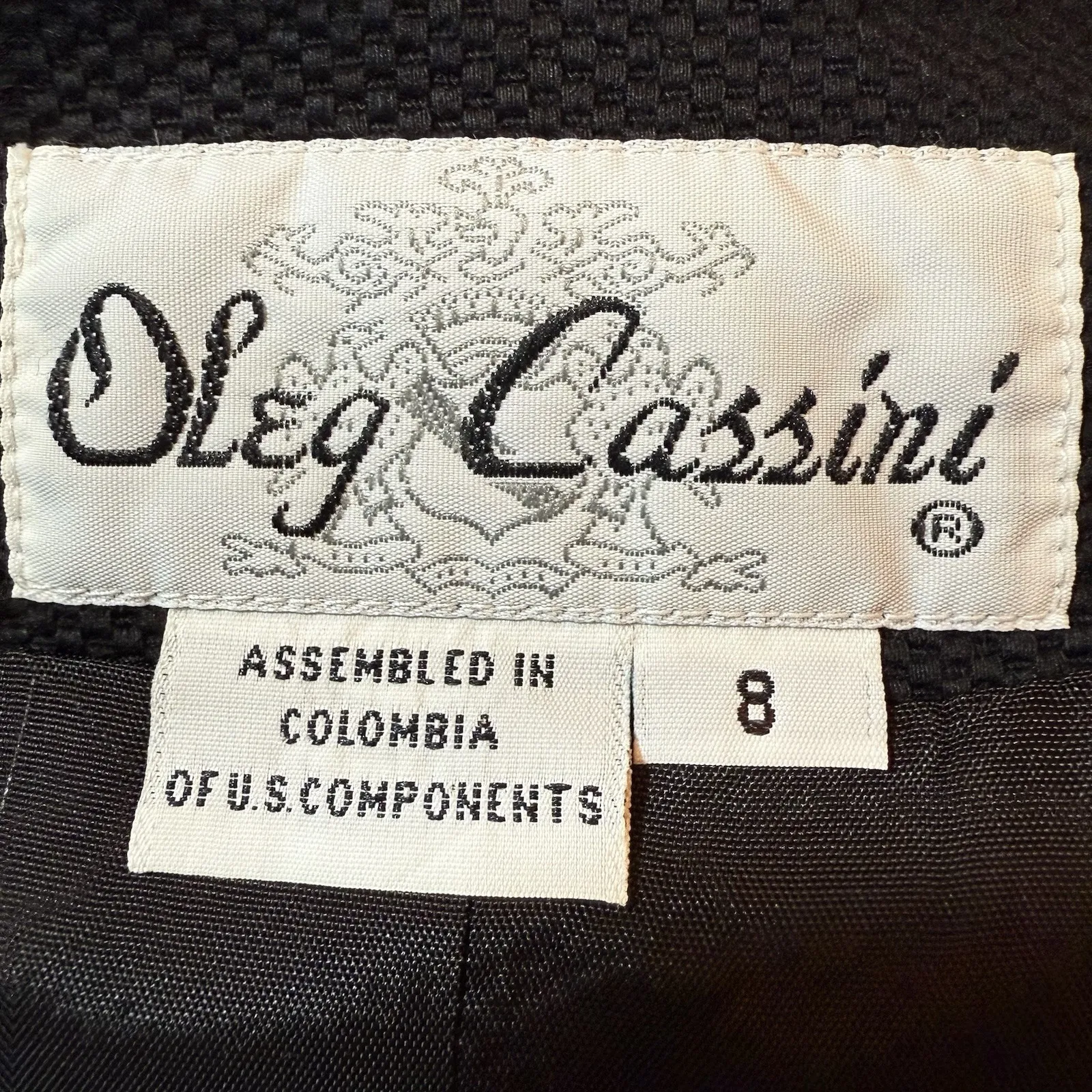 Vintage Oleg Cassini Black Blazer‎ Jacket Skirt Set 8 Office Suit Gold Button - Image 11