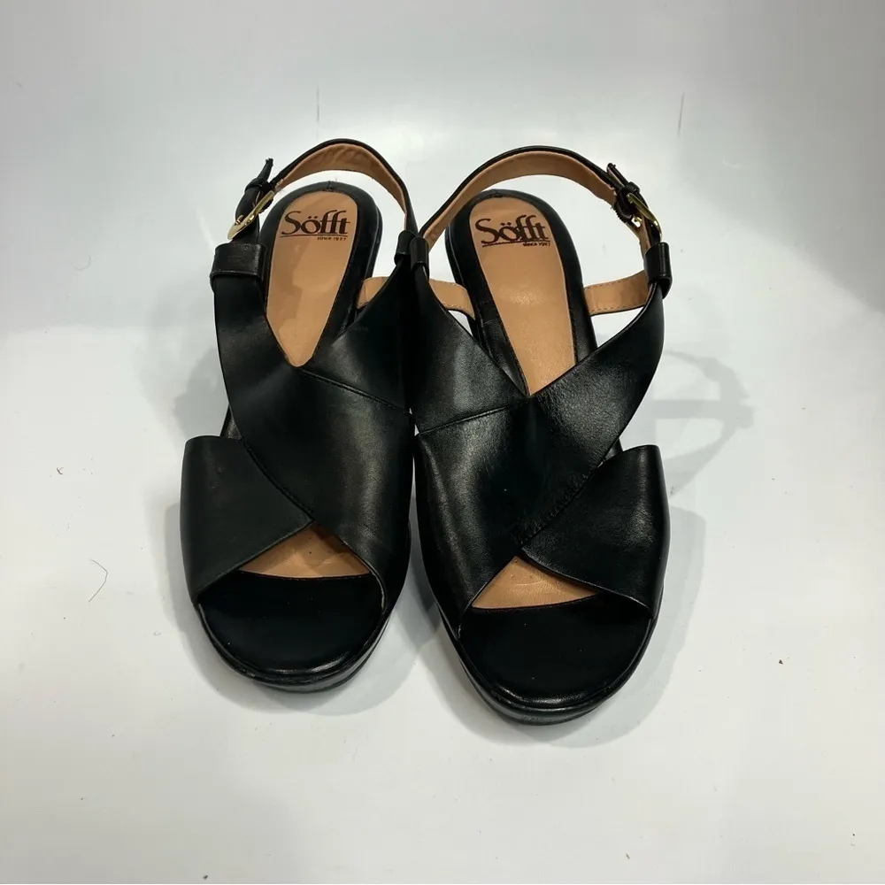 Sofft black‎ leather cross cross sling back pumps size 8 Black - Image 2