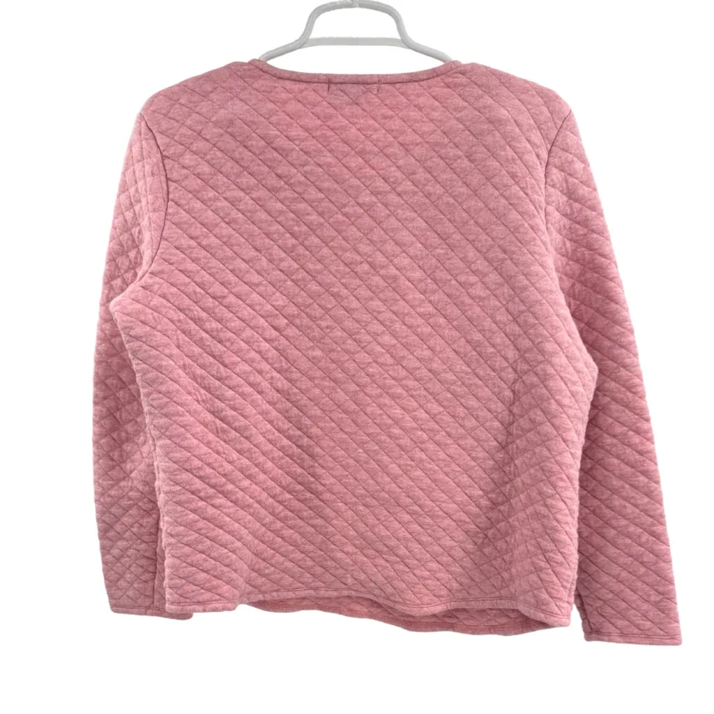 Orvis Pink Quilted pullover sweatshirt top casual outdoor winter L fall - Image 2