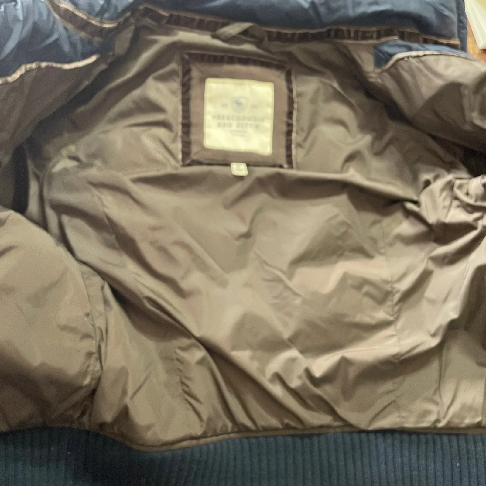 VTG Abercrombie & Fitch Cropped Jacket M Y2K Blue Faux Fur Trim Hood Down Puffer - Image 9