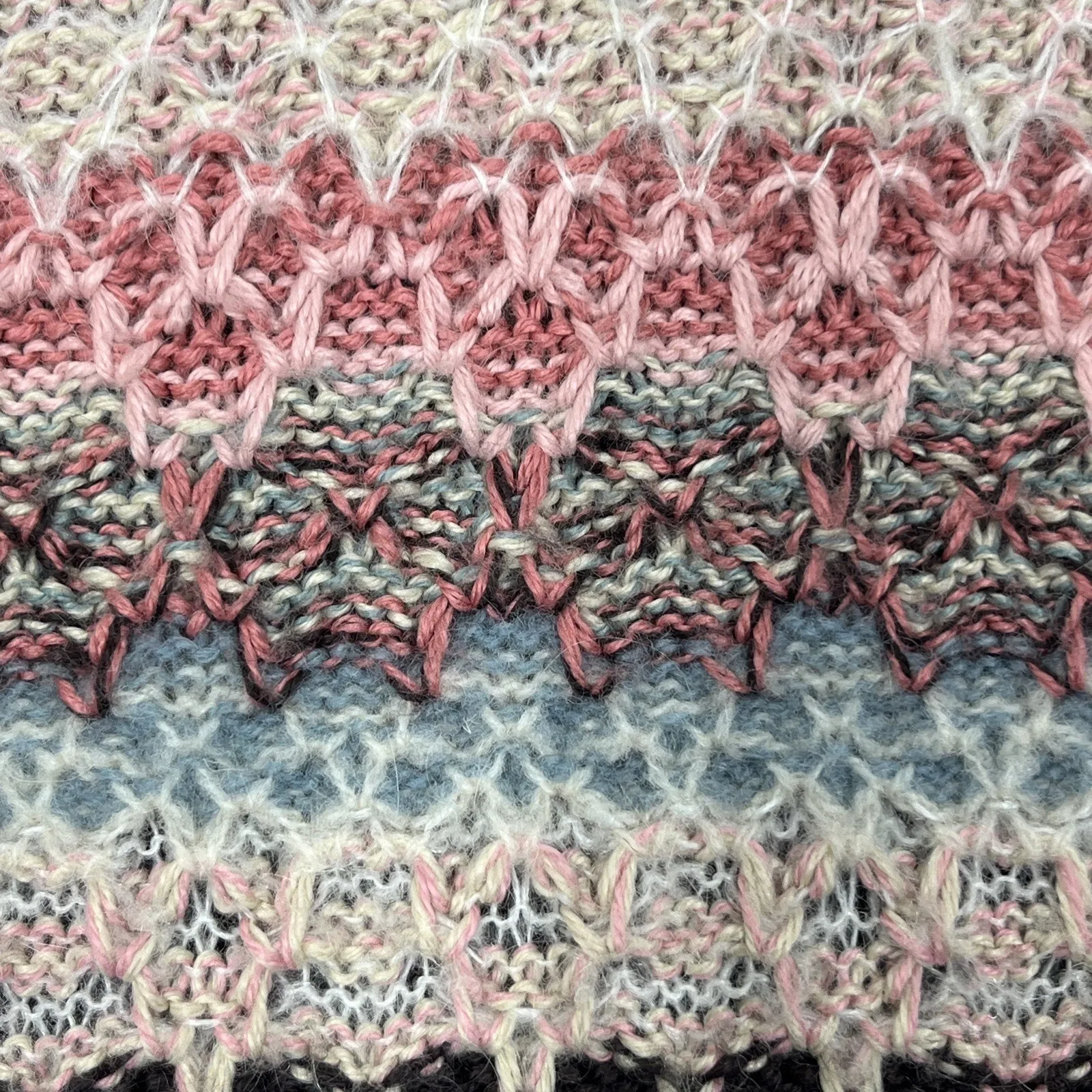 Vintage KORET Wool Mohair Cardigan Sweater Sz L Button Up Multicolor Grannycore Pink Size L - Image 5