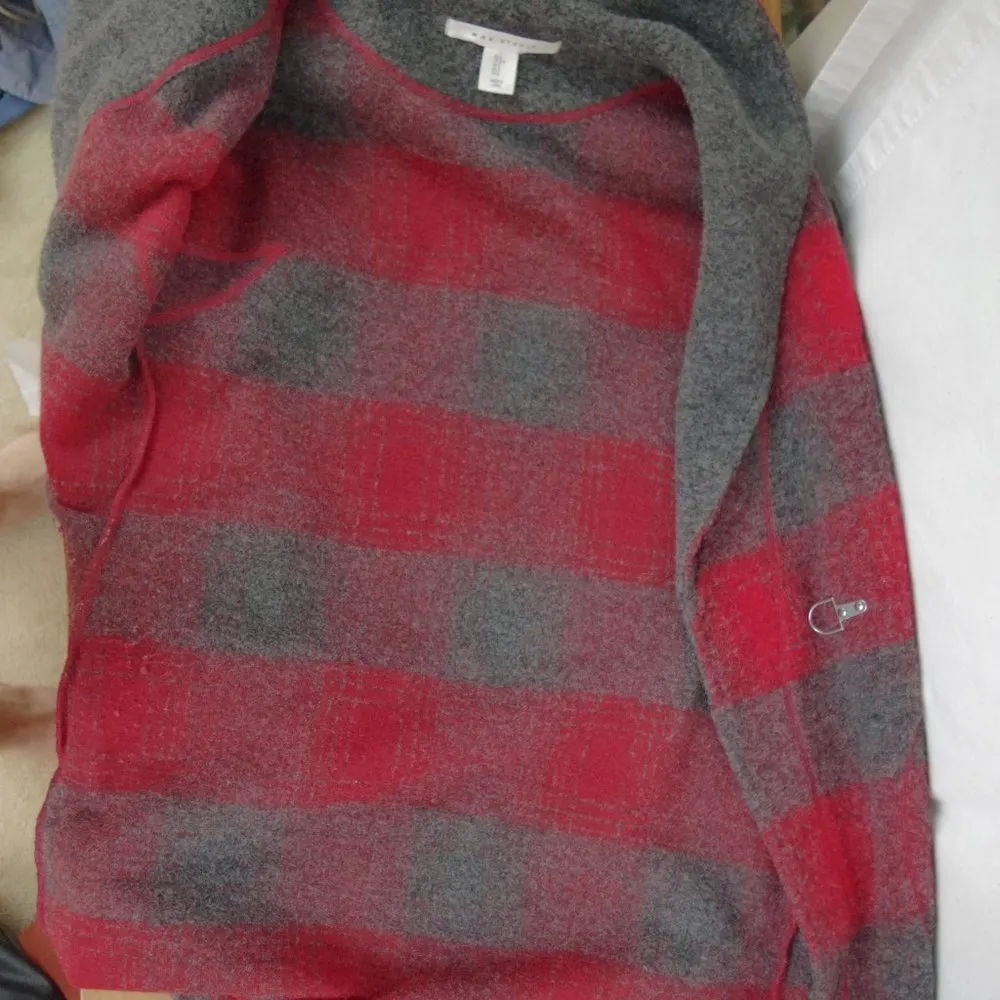 Max Studio Ladies' Wool Blend Hooded Plaid Toggle Closure  Coat Small - Image 8