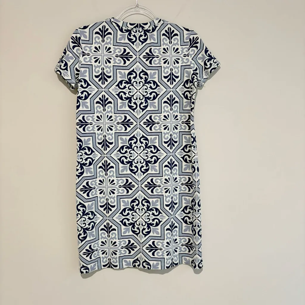 Southern Tide Amelia Tile Print Dress Blue Herron‎ Costal Nylon Size XS - Image 3