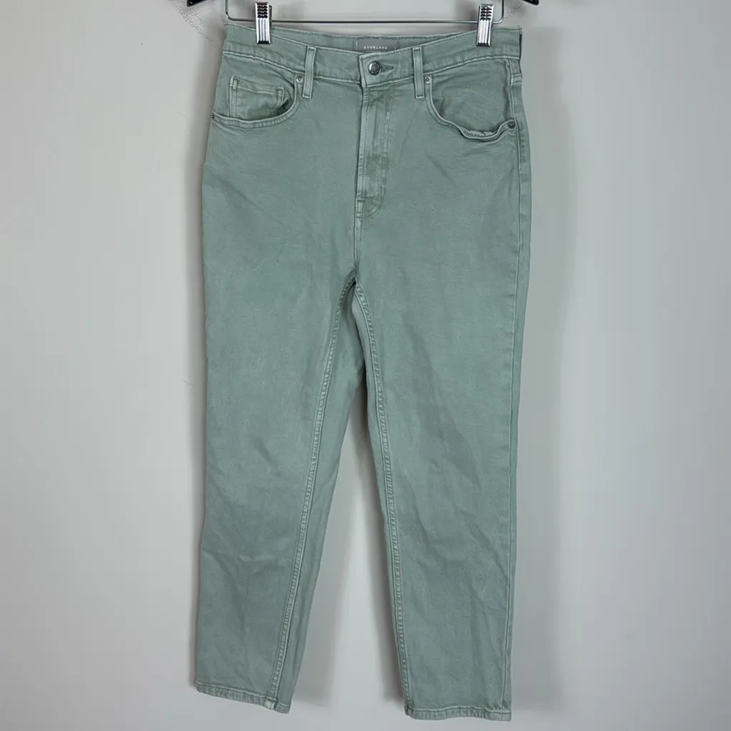 Everlane The Original Cheeky Crop Jeans Organic Cotton in Sage Green Size‎ 28 - Image 3