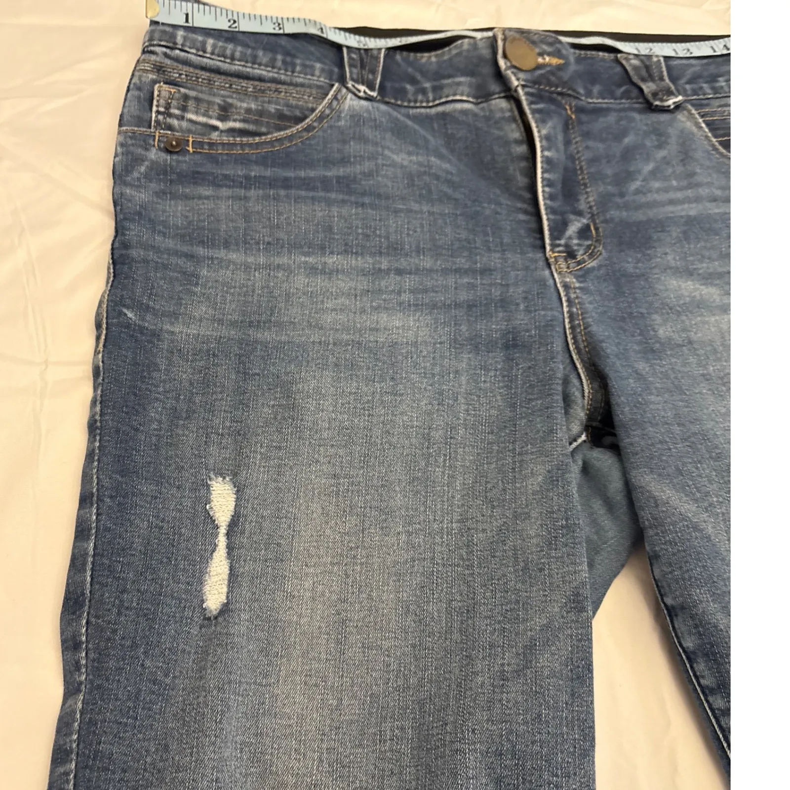 Democracy Absolution Ankle Jeans Distressed Denim Stretch Blue Size‎ 12 - Image 10