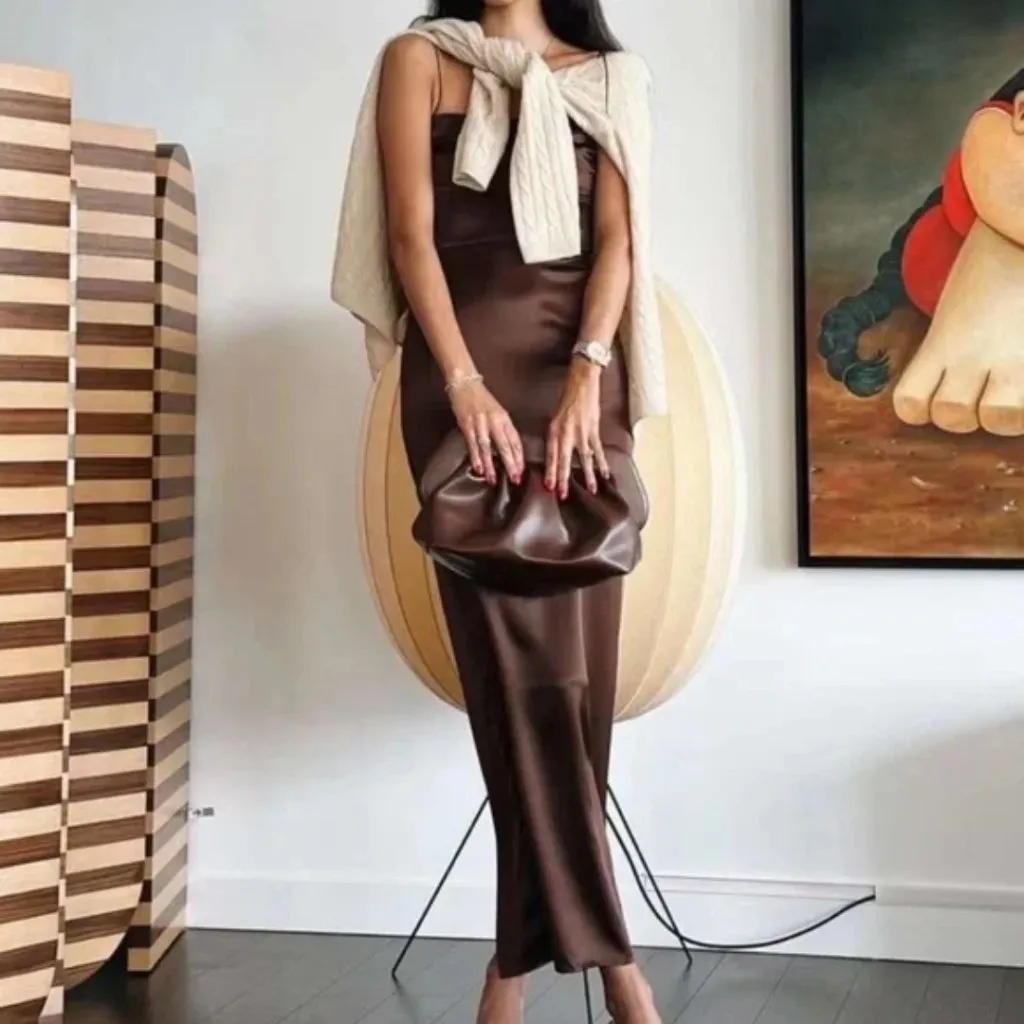 Reformation | Frankie 100% Silk Maxi Slip Es Dress in Brown‎ Plus Size 16 - Image 6