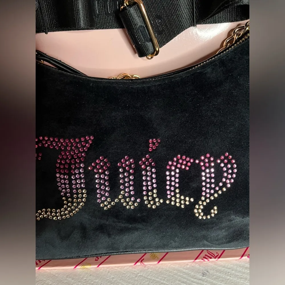 Juicy Couture Black Velour Shoulder Bag Chain & Coin Purse Set NWT - Image 5