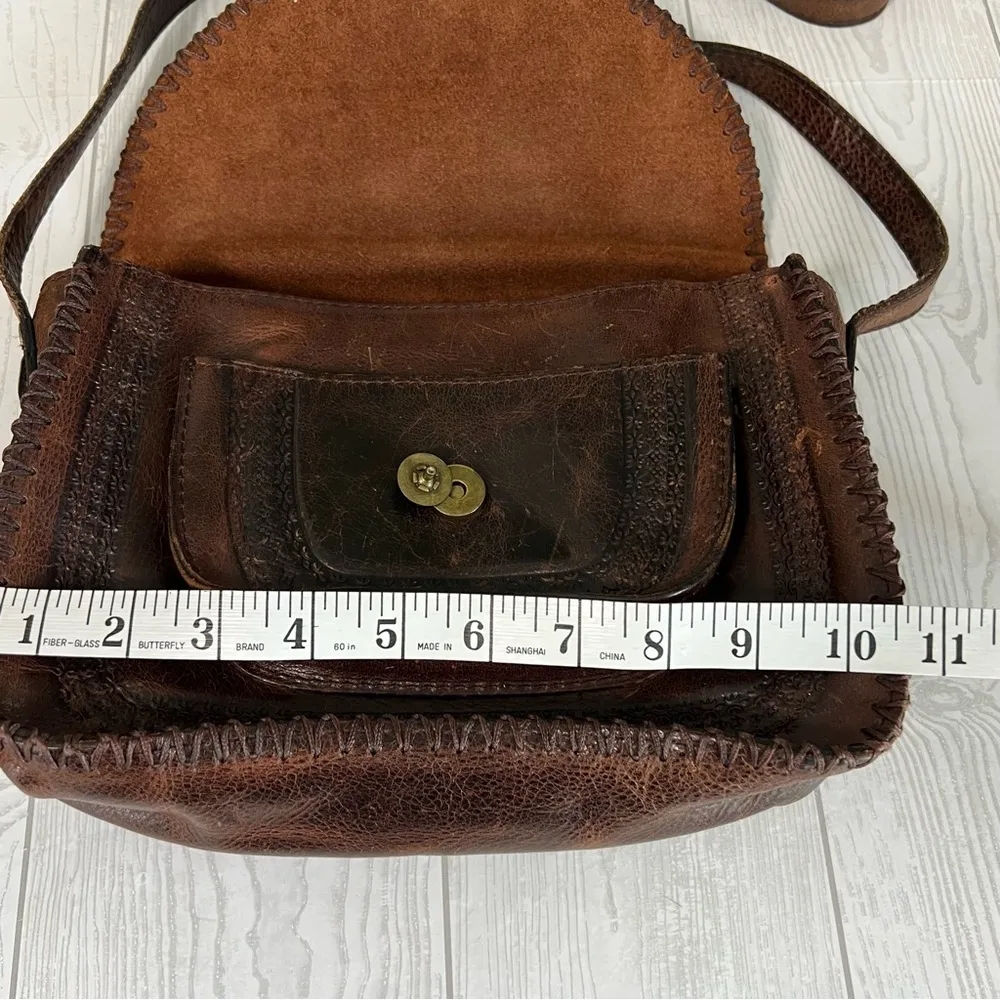 Patricia Nash Beaumont Flap Brown Crossbody Vintage Distressed Leather *READ - Image 5