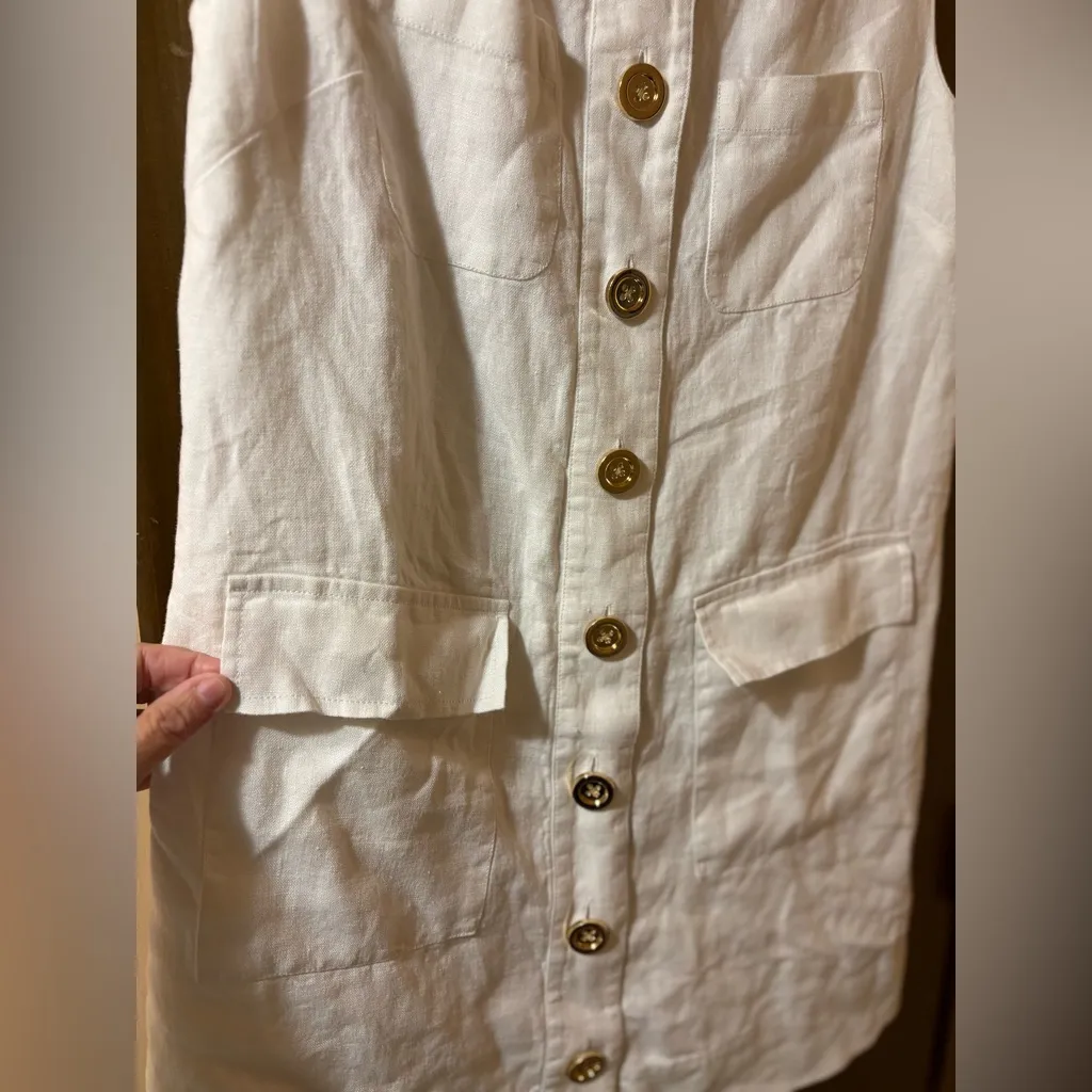 J. Crew golden button linen shift dress in white - Image 6