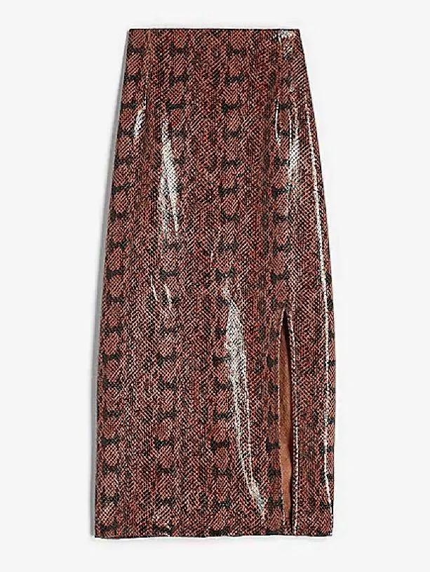 High Waisted Faux Leather Snakeskin Pencil Skirt…Sz: 8 - Image 3