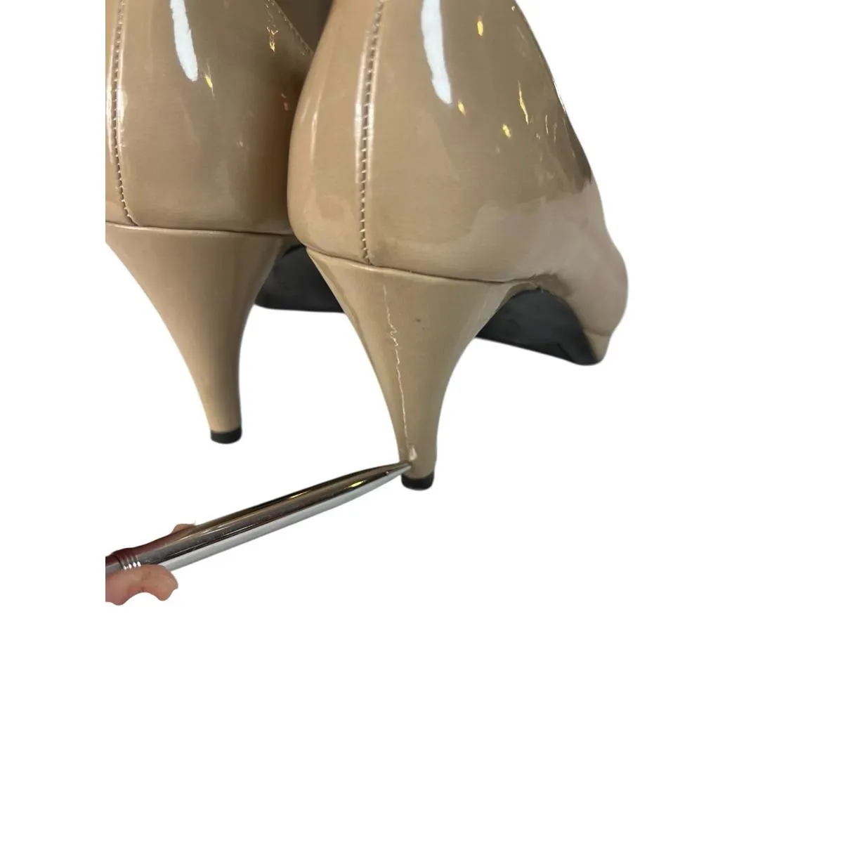Bandolino Nude Patent Peep Toe Platform Pumps Heels Size 6.5 Womens - Image 4