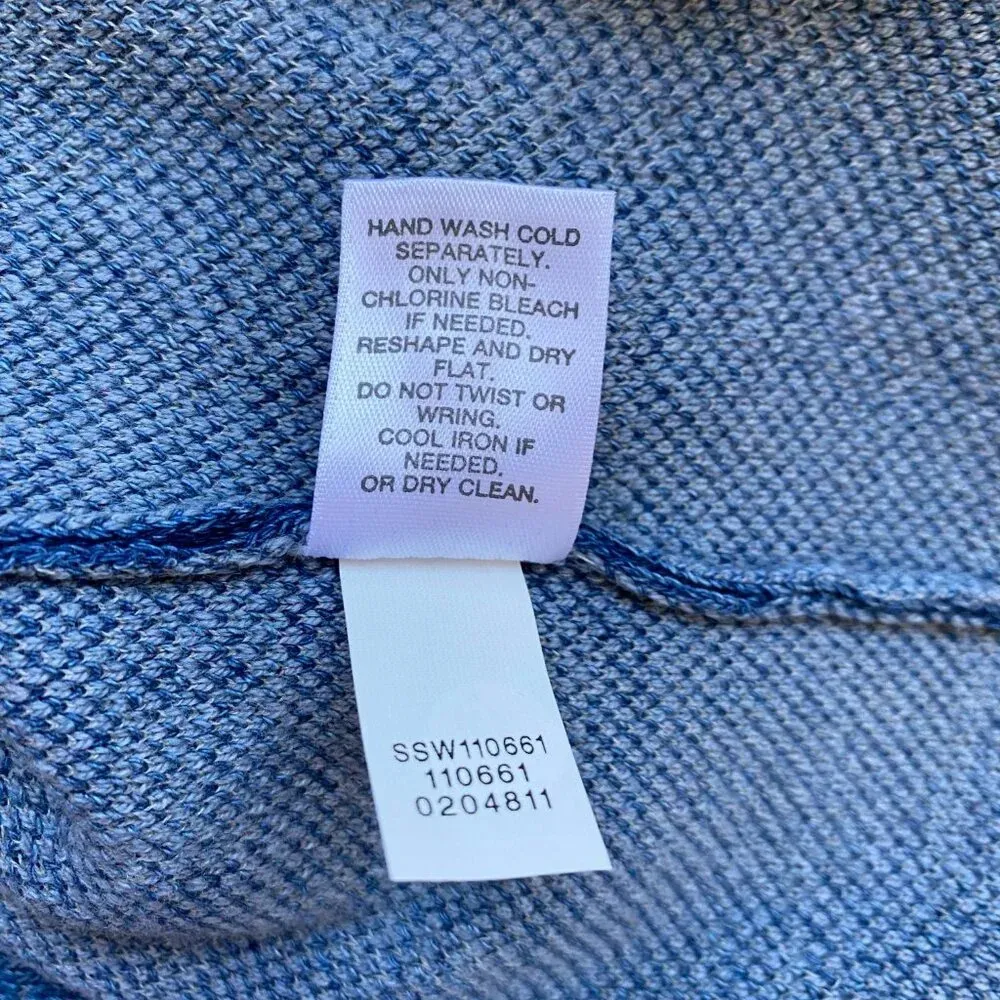 NWOT J. Jill Pure Jill Indigo Abstract Knit Cardigan Sweater Womens XS Blue Cozy - Image 15