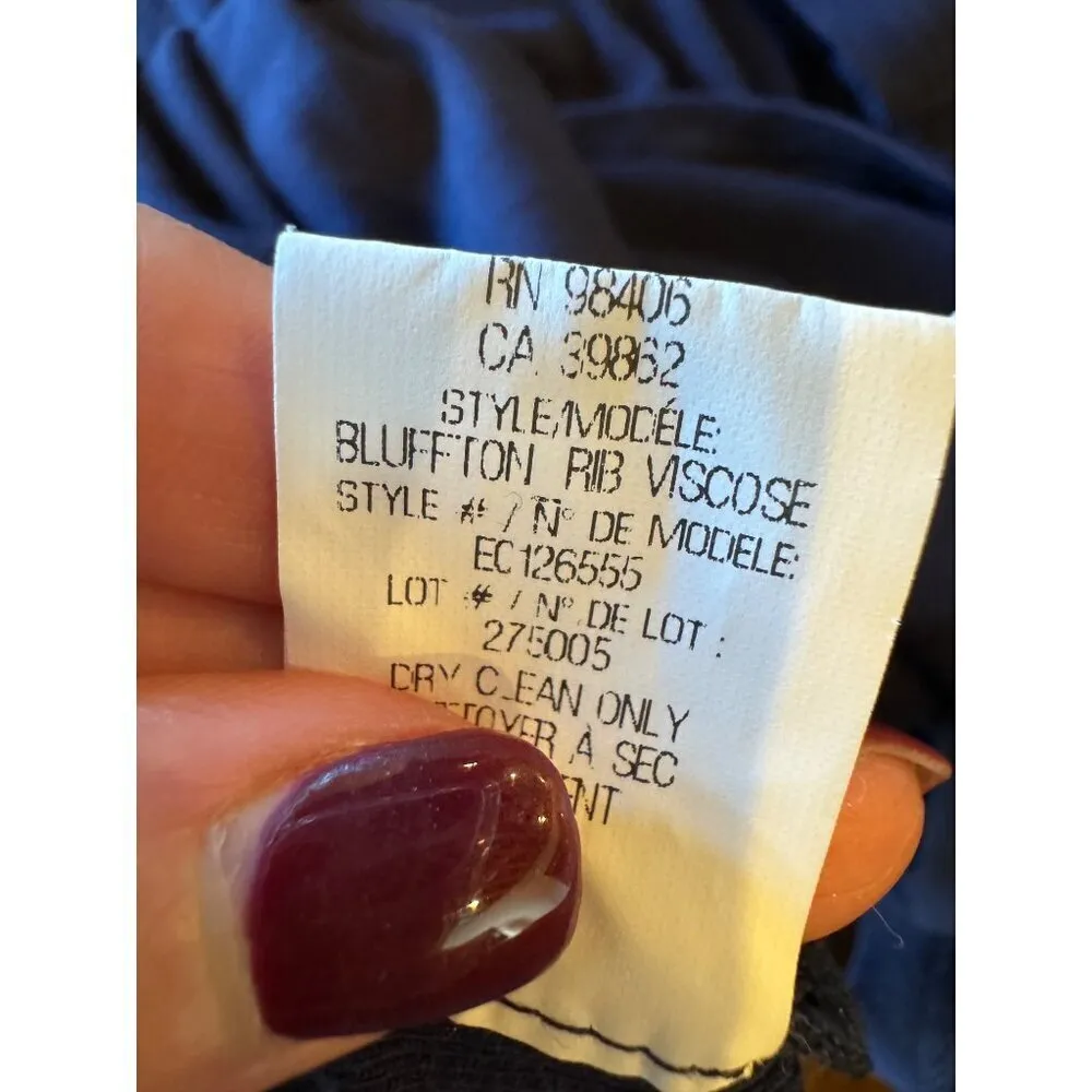 Theory Shirt Women Large Navy Blue Short Sleeve‎ Drapey Viscose Easy Tee Preppy - Image 9