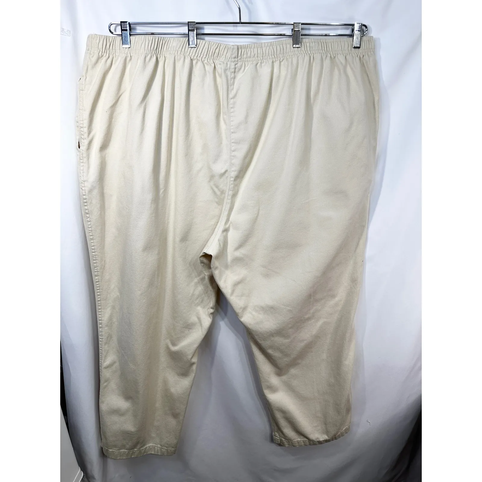Woman Within Plus Size 36T Cropped Pants Capri Light Yellow‎ Cotton Elastic 242 - Image 3