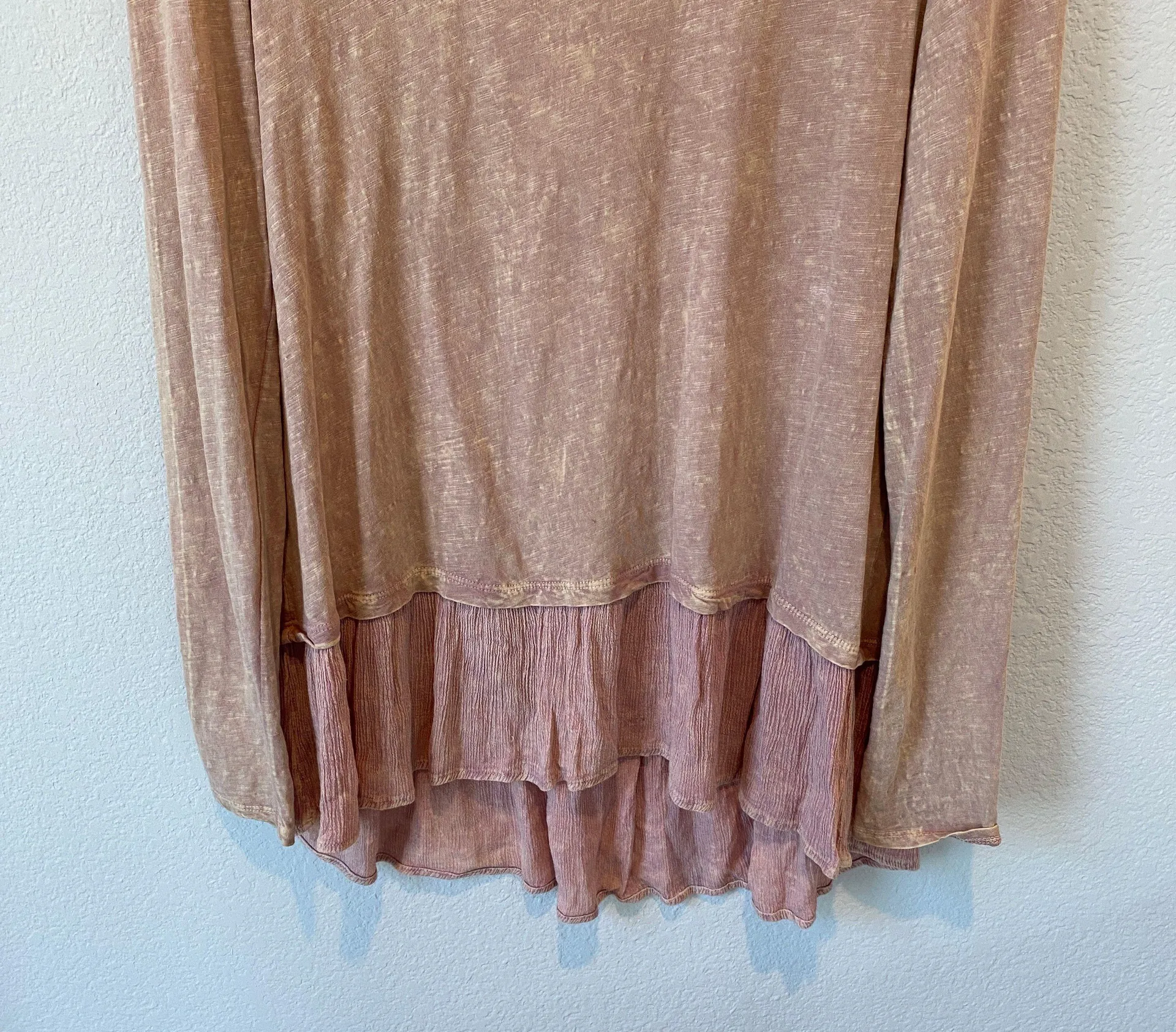 Eri + Ali  Pink Ruffle Hem Blouse Size M - Image 3