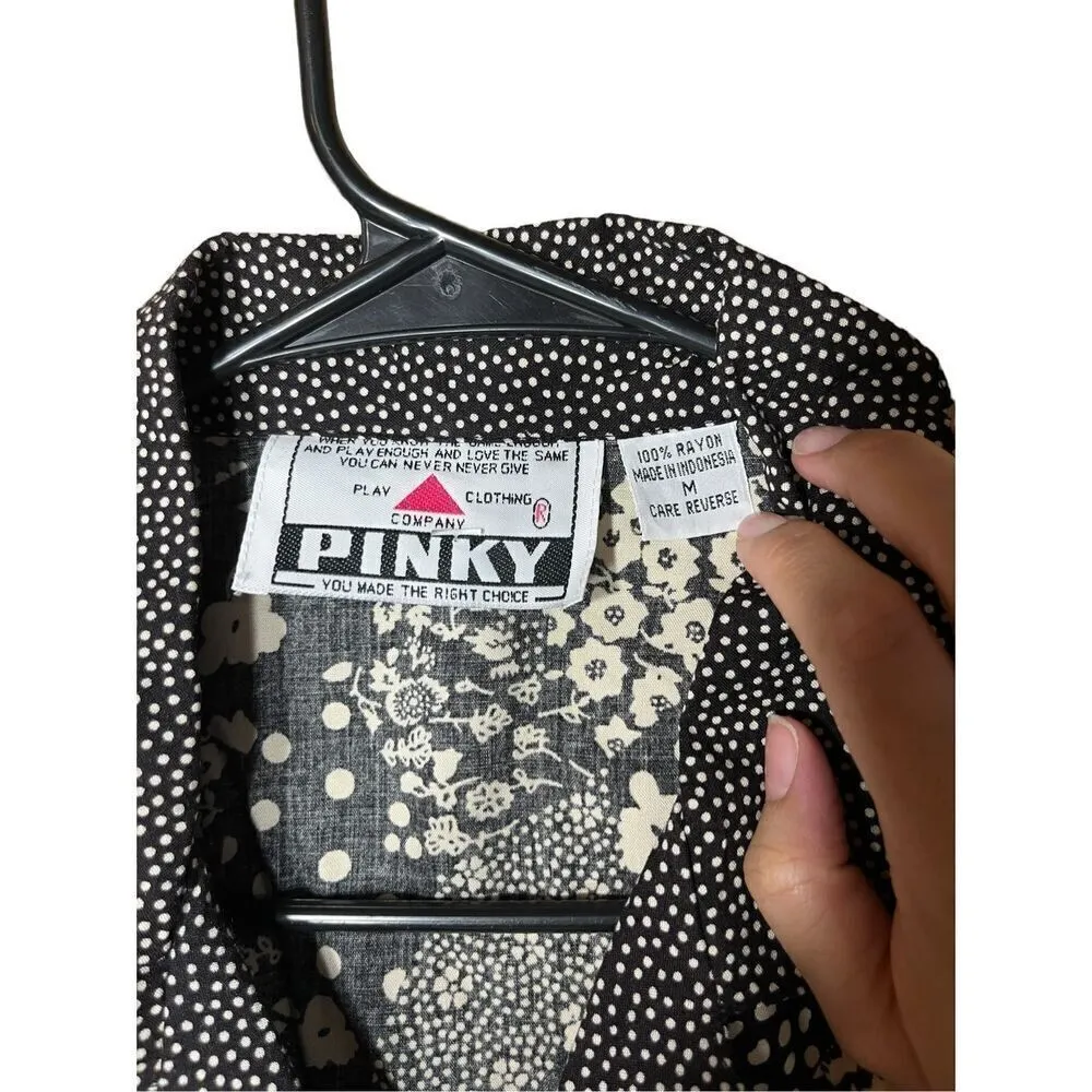 Vintage Pinky 90s Floral Print Patchwork Button Up Sleeveless Top NWT Size M Black Size M - Image 6